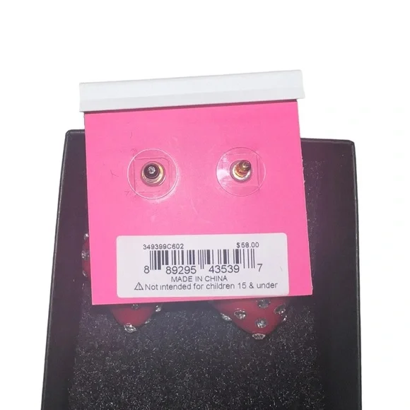 ✅Betsey Johnson Crystal Enamel Strawberry Earrings - Picture 5 of 5